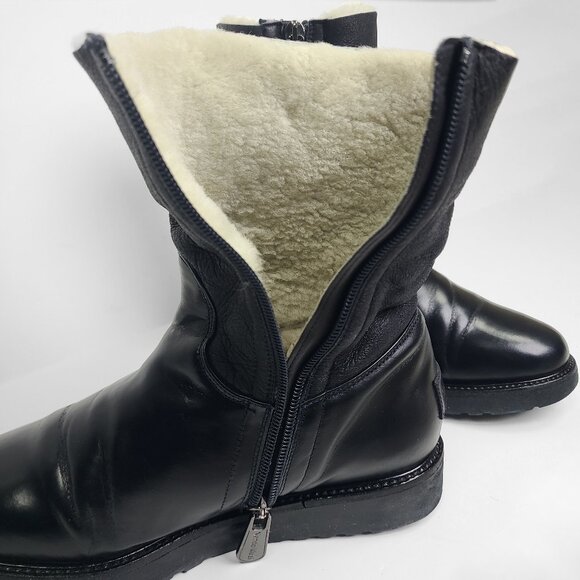 NANDO MUZI Black Leather Winter Boots Size 4.5 - Picture 8 of 13